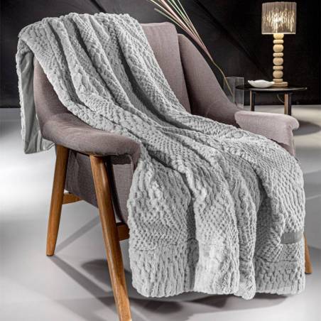 Γούνινο Ριχτάρι Διθέσιου (170x250) + Διακοσμητικό Μαξιλάρι Guy Laroche Crusty Silver