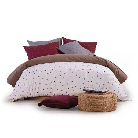 Σετ Παπλωματοθήκη Υπέρδιπλη Friday 100% Βαμβάκι Ecru/beige/bordo