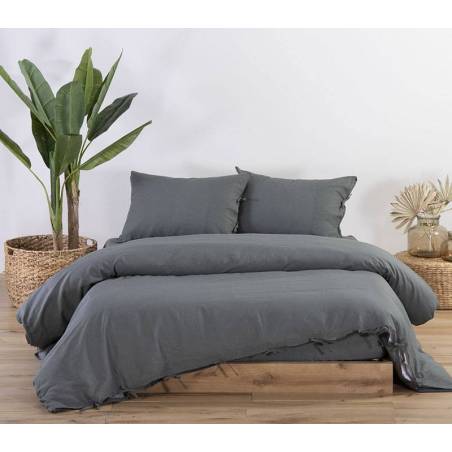 Παπλωματοθήκη Μονή Cotton-linen 50% Bambaki -50% Λινο Green