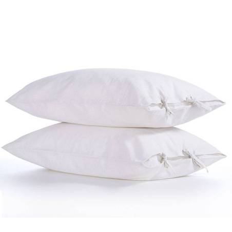 Μαξιλαροθήκη Σετ 2 Τεμαχιων Cotton-linen 50% Bambaki -50% Λινο Ecru