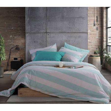 Σετ Σεντόνια Βαμβακερα Μονά Casual Stripe Με Λαστιχο - Petrol - NEF-NEF Homeware