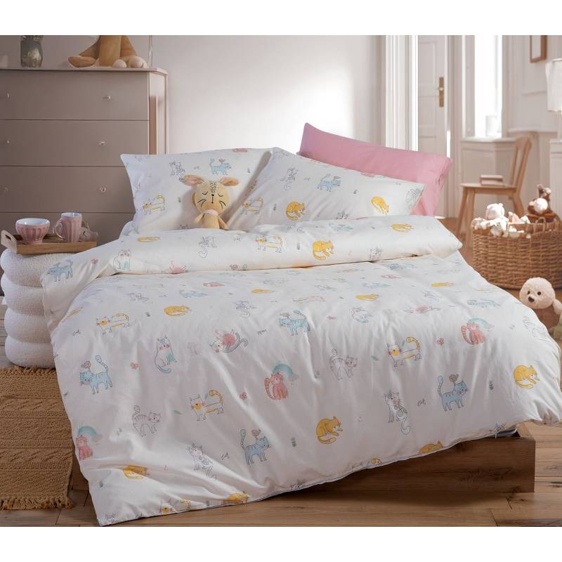 Παιδικα Σετ Σεντόνια Μονά Cat Life 170X260 NEF-NEF Homeware