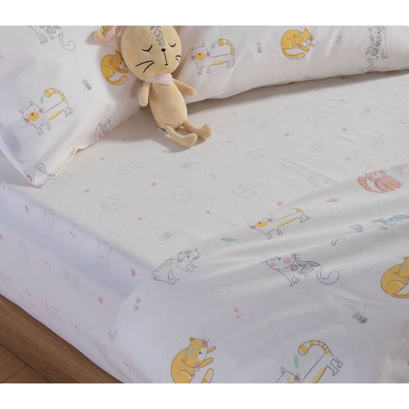 Παιδικα Σετ Σεντόνια Μονά Cat Life 170X260 NEF-NEF Homeware