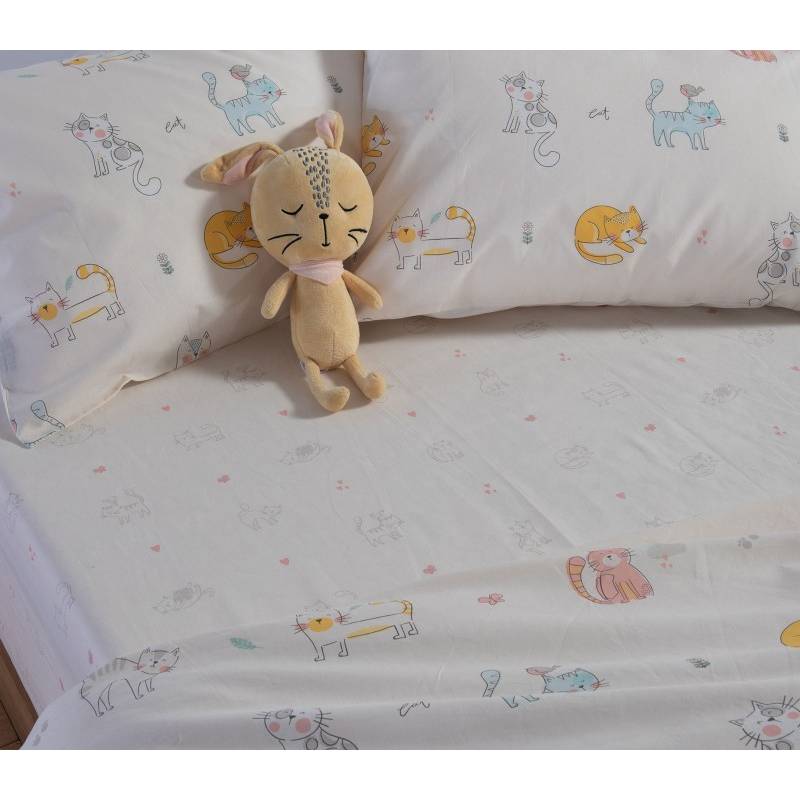 Παιδικα Σετ Σεντόνια Μονά Cat Life 170X260 NEF-NEF Homeware