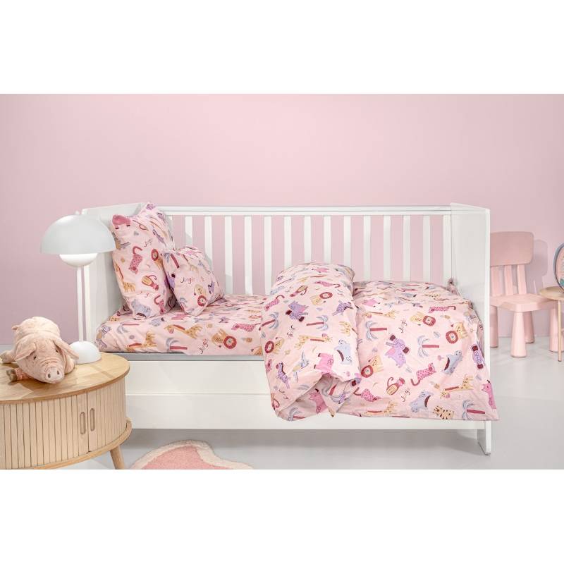 Σεντόνια Bebe Jungle Pink Σετ 3τμχ (2x115x170 30X40)