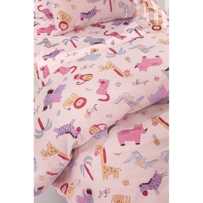 Σεντόνια Bebe Jungle Pink Σετ 3τμχ (2x115x170 30X40)