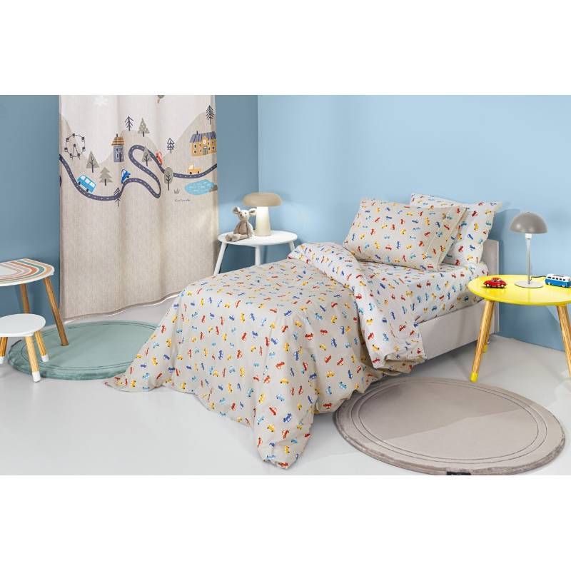 Σεντόνια Roadtrip Natural 100X200+28 Σετ 3τμχ Λαστιχο